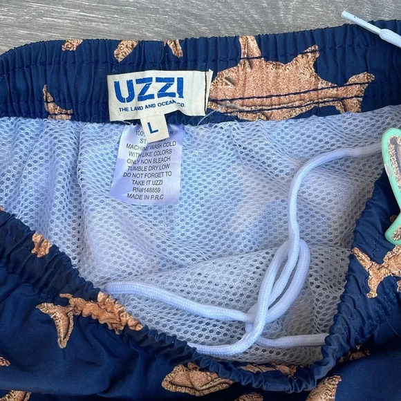 Uzzi Board Shorts, dark blue with sharks - Picture 3 of 4